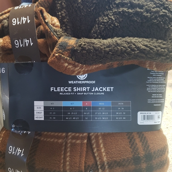 WP π¦WEATHERPROOF BOYS FLEECE SHIRT JACKET BLUE & BROWN SZ. 10/12 & 14/16 ππ€ - Picture 9 of 16